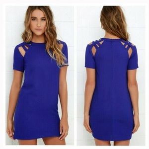 Lulus Shoulder Shrug Cobalt Blue Shift Dress